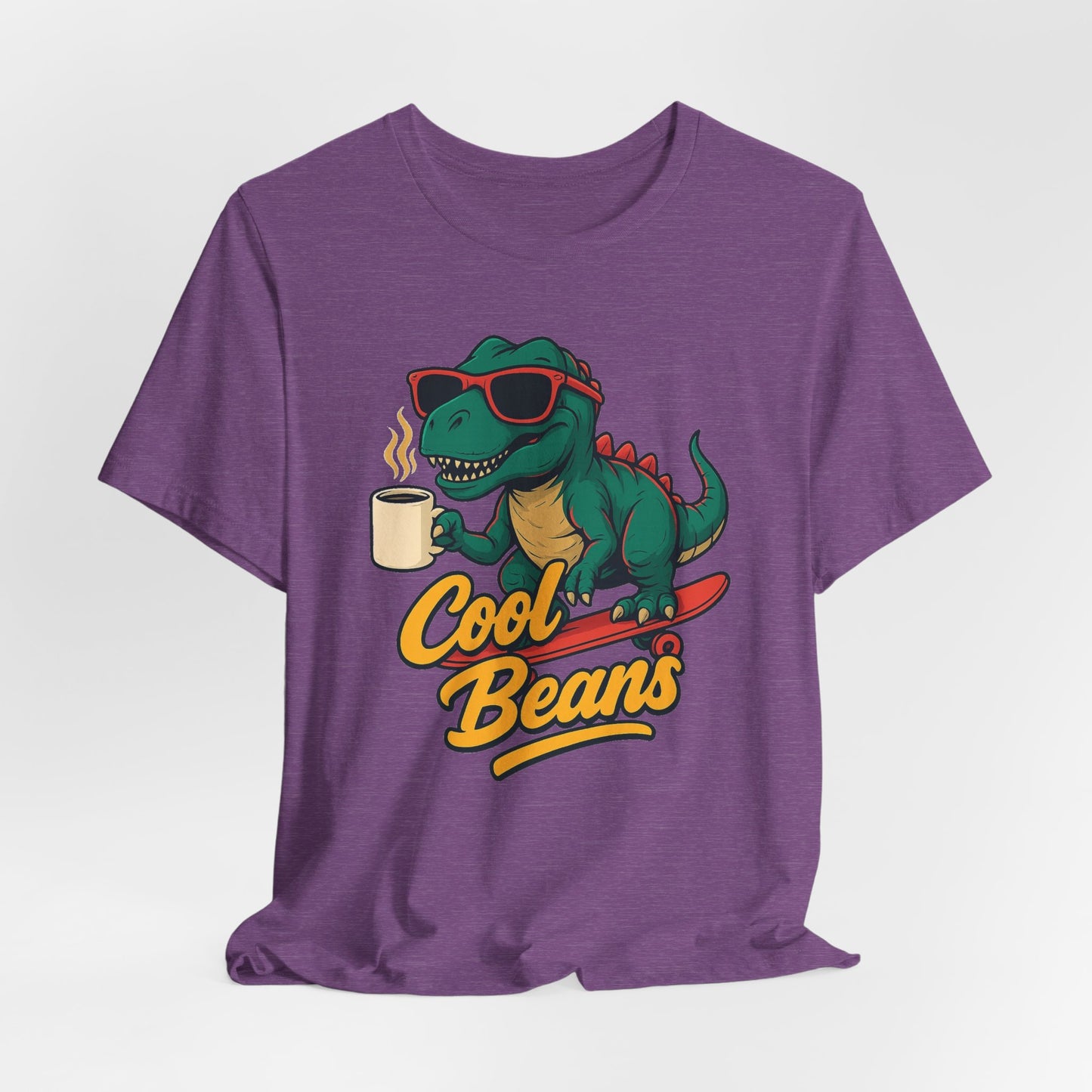 Cool Beans Dino Tee, Fun T-Shirt for Dinosaur Lovers, Casual Wear, Unique Gift Idea for Birthdays, Coffee Enthusiast Gift