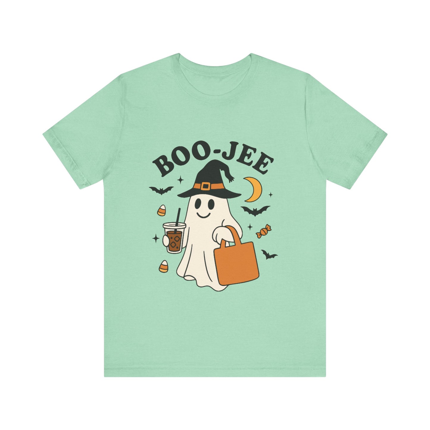 Boo-Jee Coffee Ghost Halloween T-Shirt – Funny Spooky Brew Tee for Coffee Lovers