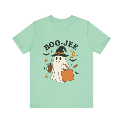 Boo-Jee Coffee Ghost Halloween T-Shirt – Funny Spooky Brew Tee for Coffee Lovers