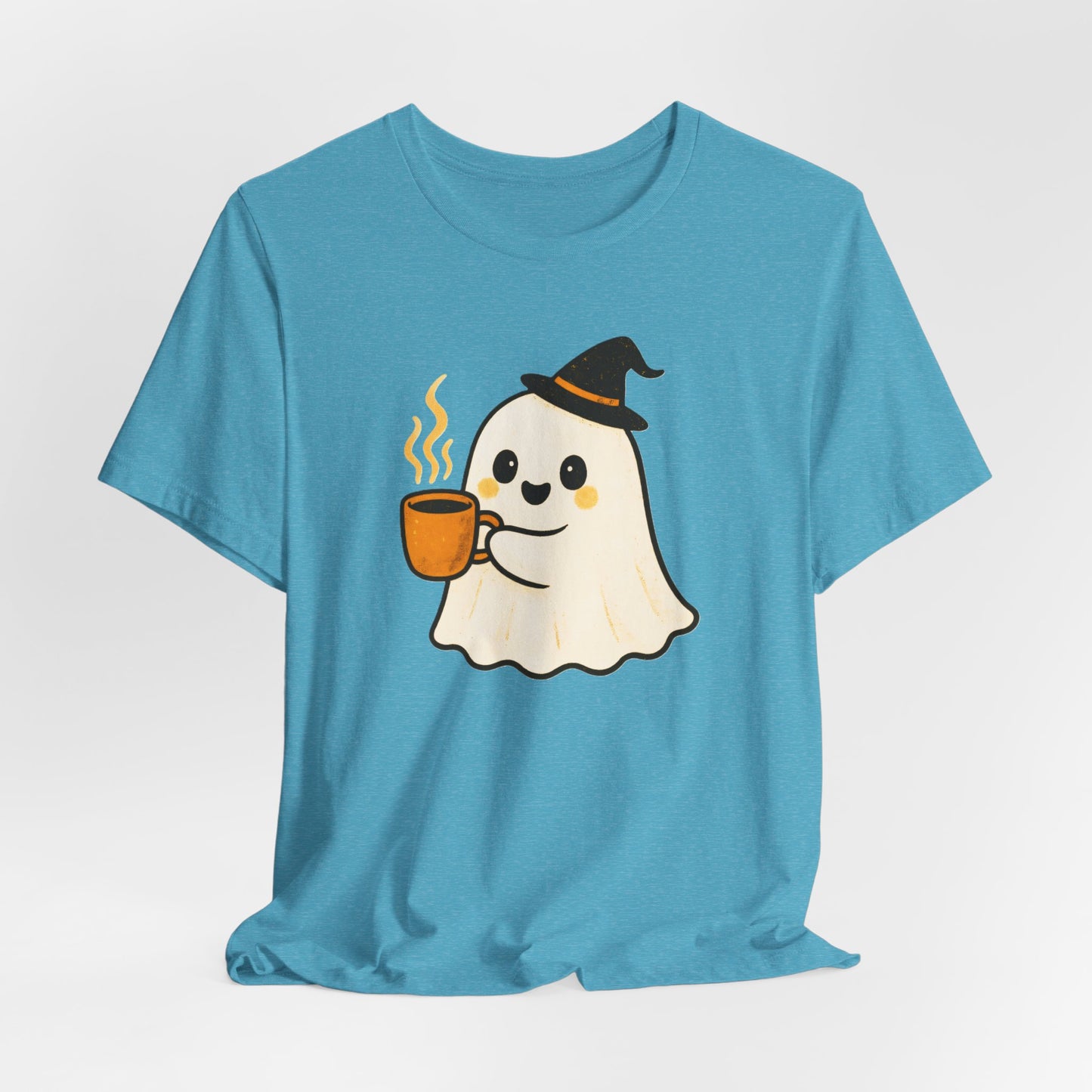 Cute Ghost Coffee Tee, Unisex Halloween Shirt, Funny Pumpkin Spice T-Shirt, Fall Fashion Top, Holiday Gift Idea