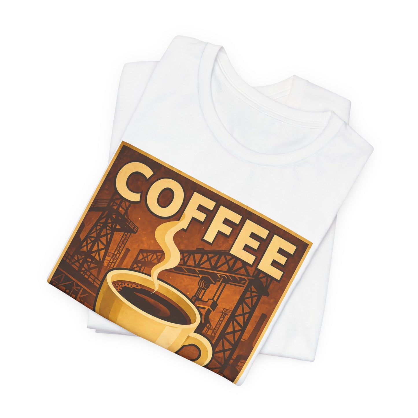 Steel Worker Coffee T-Shirt – Industrial Graphic Tee for Hardworking Coffee Fans