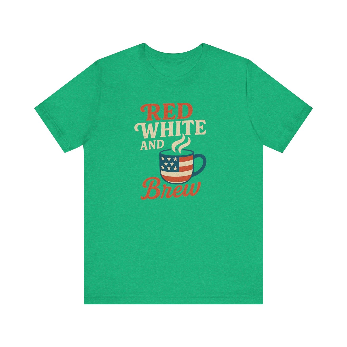 Patriotic Coffee Lover Tee, Red White and Brew Shirt, Unisex Casual T-Shirt, Gift for Coffee Enthusiasts, July 4th Celebration Tee