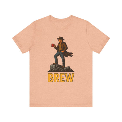 Brew Adventure Tee: Vintage Graphic Unisex Shirt, Coffee Lover Gift, Casual Wear, Hiking Apparel, Men's & Women's Fashion