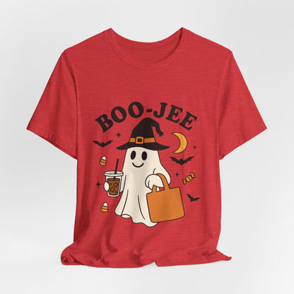 Boo-Jee Coffee Ghost Halloween T-Shirt – Funny Spooky Brew Tee for Coffee Lovers