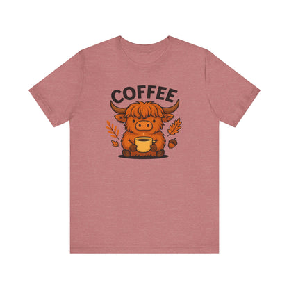 Coffee Lover’s Unisex Tee | Cute Cow Design | Perfect for Casual Gatherings, Birthdays, Coffee Lovers, Gifts