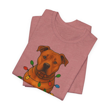 Festive Dog Lover Tee, Holiday T-Shirt, Pet Owner Gift, Christmas Apparel, Unisex Short Sleeve Shirt, Cute Dog Shirt