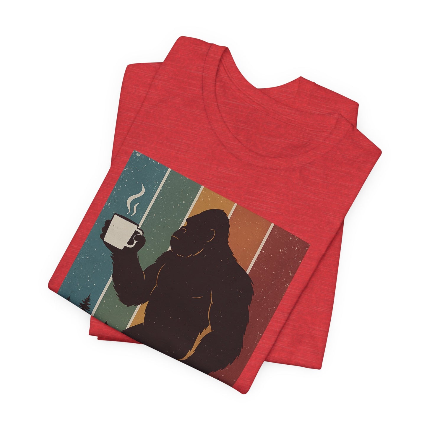 Bigfoot Coffee Lover Shirt – Retro Sasquatch Tee, Funny Outdoor & Nature Gift for Coffee Fans