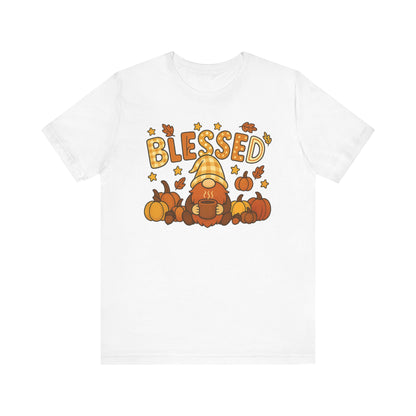 Fall Gnome Blessed Tee, Autumn T-Shirt, Thanksgiving Wear, Seasonal Shirt, Cozy Fall Apparel Gift