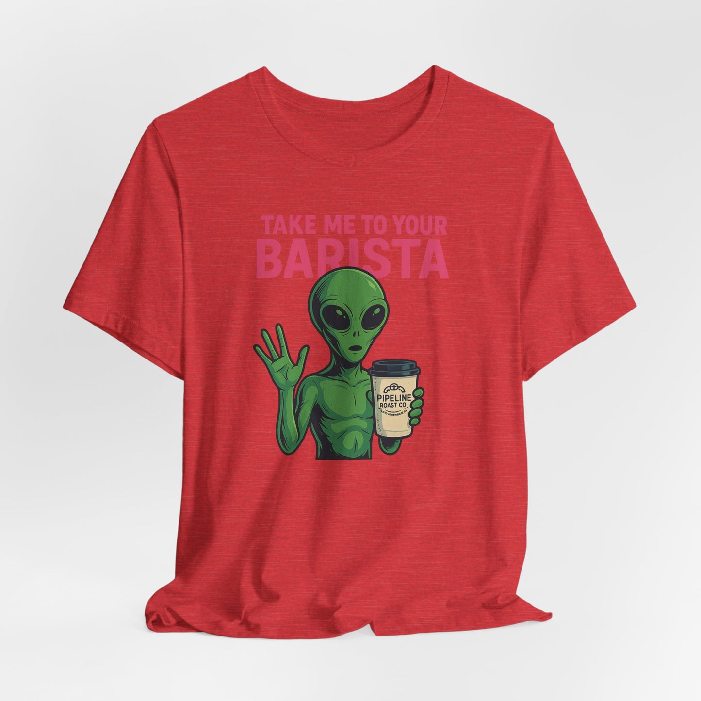 Alien Barista Tee, Funny Coffee Lover Shirt, Unisex Graphic Tee, Gift for Barista, Unique Casual Wear, Quirky Humor Top