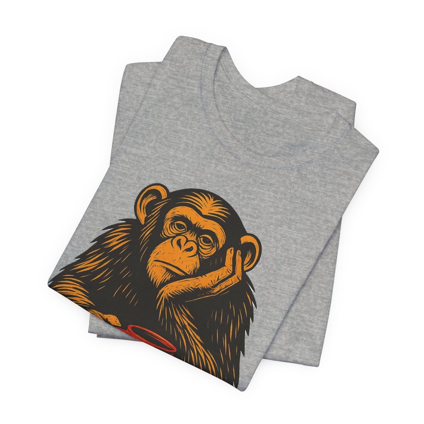 Charming Chimpanzee Coffee Tee, Relaxed Vibes, Gift for Animal Lovers, Everyday Comfort, Perfect for Coffee Lovers