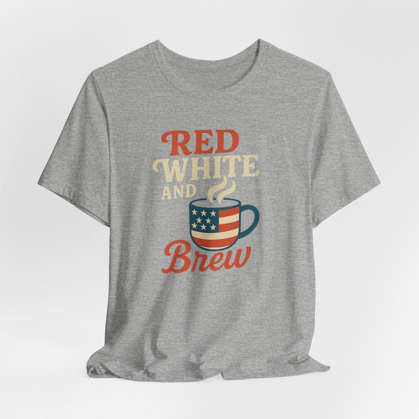Patriotic Coffee Lover Tee, Red White and Brew Shirt, Unisex Casual T-Shirt, Gift for Coffee Enthusiasts, July 4th Celebration Tee