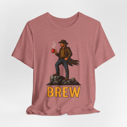 Brew Adventure Tee: Vintage Graphic Unisex Shirt, Coffee Lover Gift, Casual Wear, Hiking Apparel, Men's & Women's Fashion
