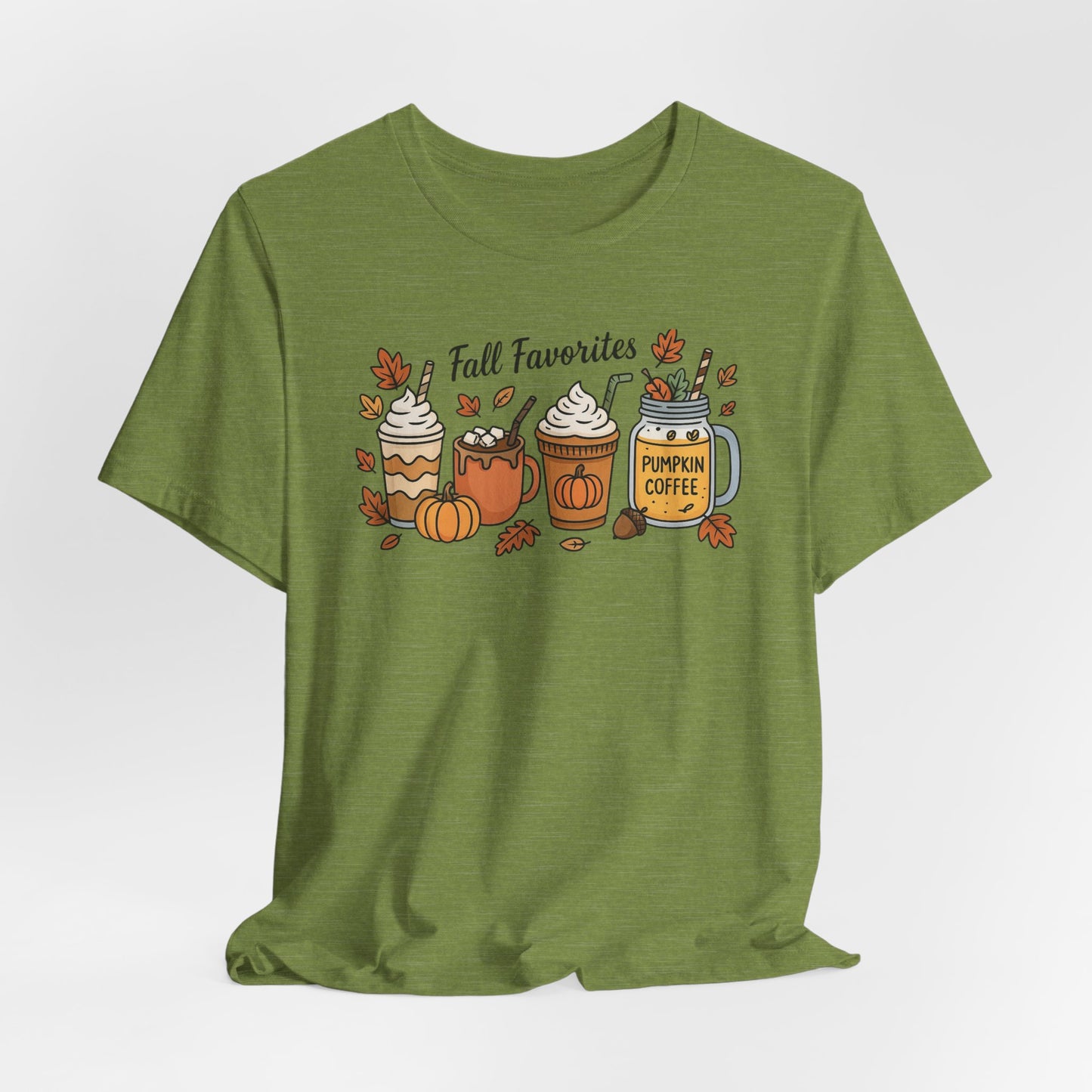 Cozy Fall Favorites Tee | Autumn Shirt, Pumpkin Coffee Top, Unisex Fall T-Shirt, Gift for Coffee Lovers, Seasonal Apparel