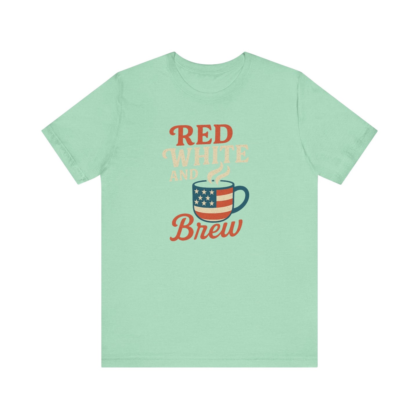Patriotic Coffee Lover Tee, Red White and Brew Shirt, Unisex Casual T-Shirt, Gift for Coffee Enthusiasts, July 4th Celebration Tee
