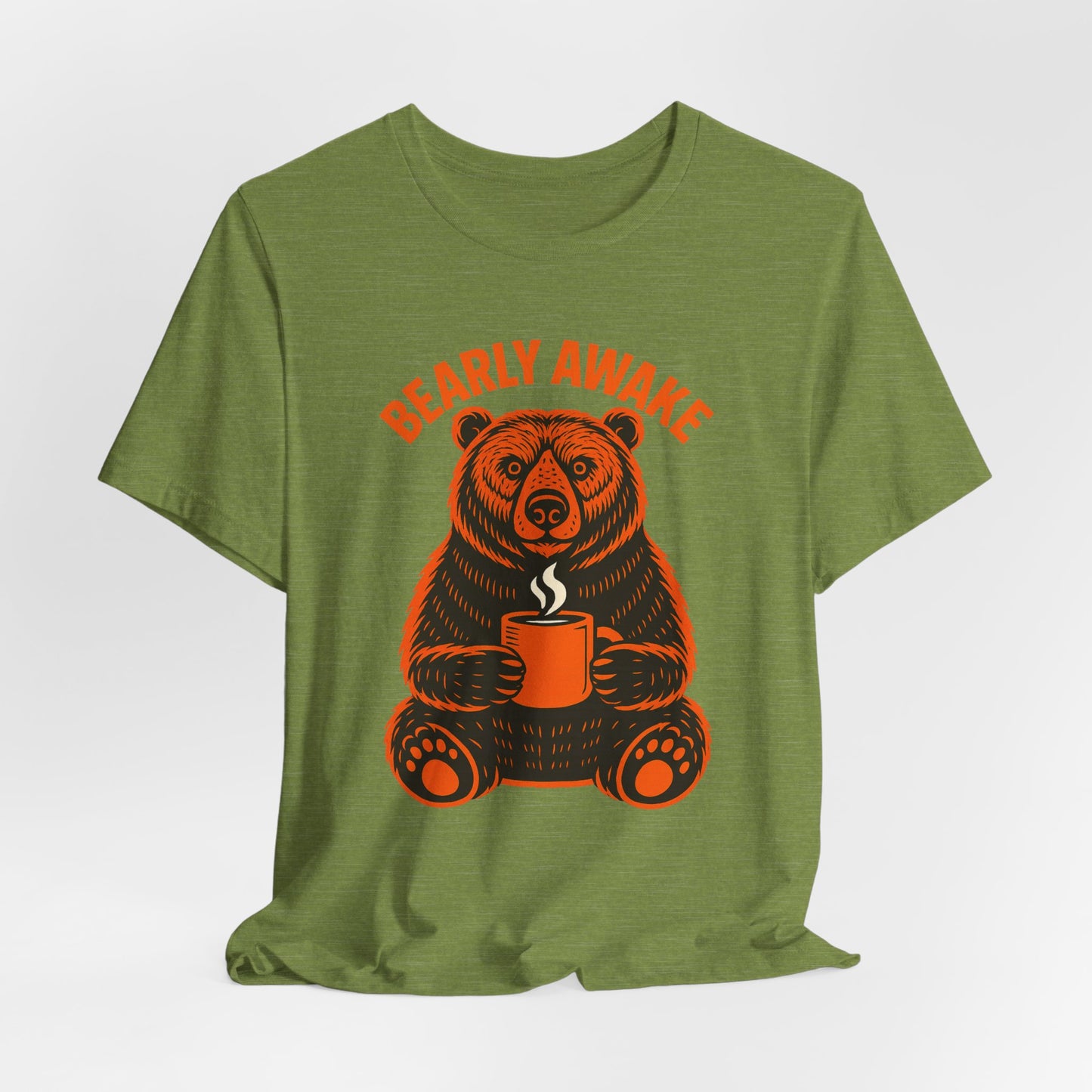 Coffee Lover Bear Tee, Cozy Casual T-Shirt, Perfect Gift for Coffee Enthusiasts, Daily Wear, Bearly Awake Design