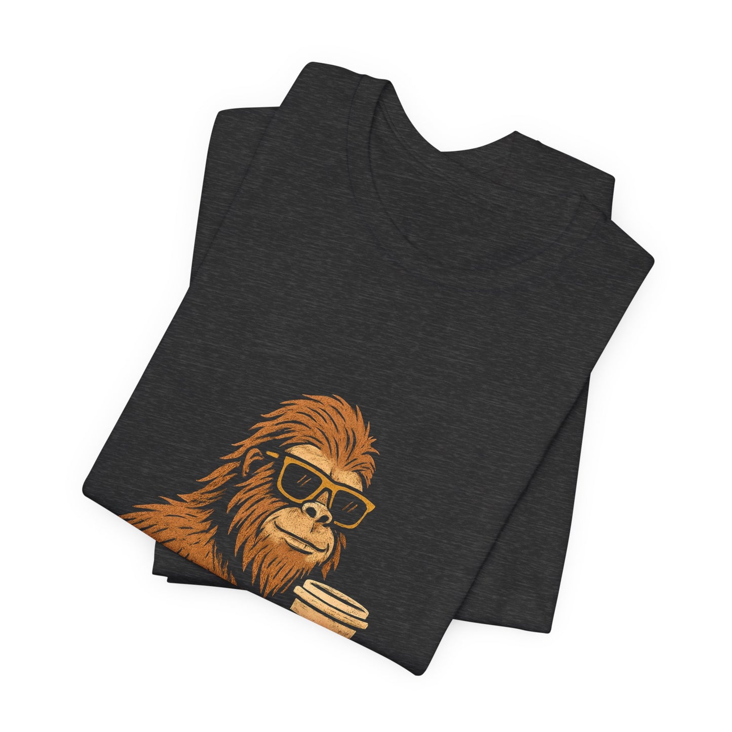 Bigfoot Drinking Coffee T-Shirt – Funny Sasquatch Coffee Tee for Coffee Lovers