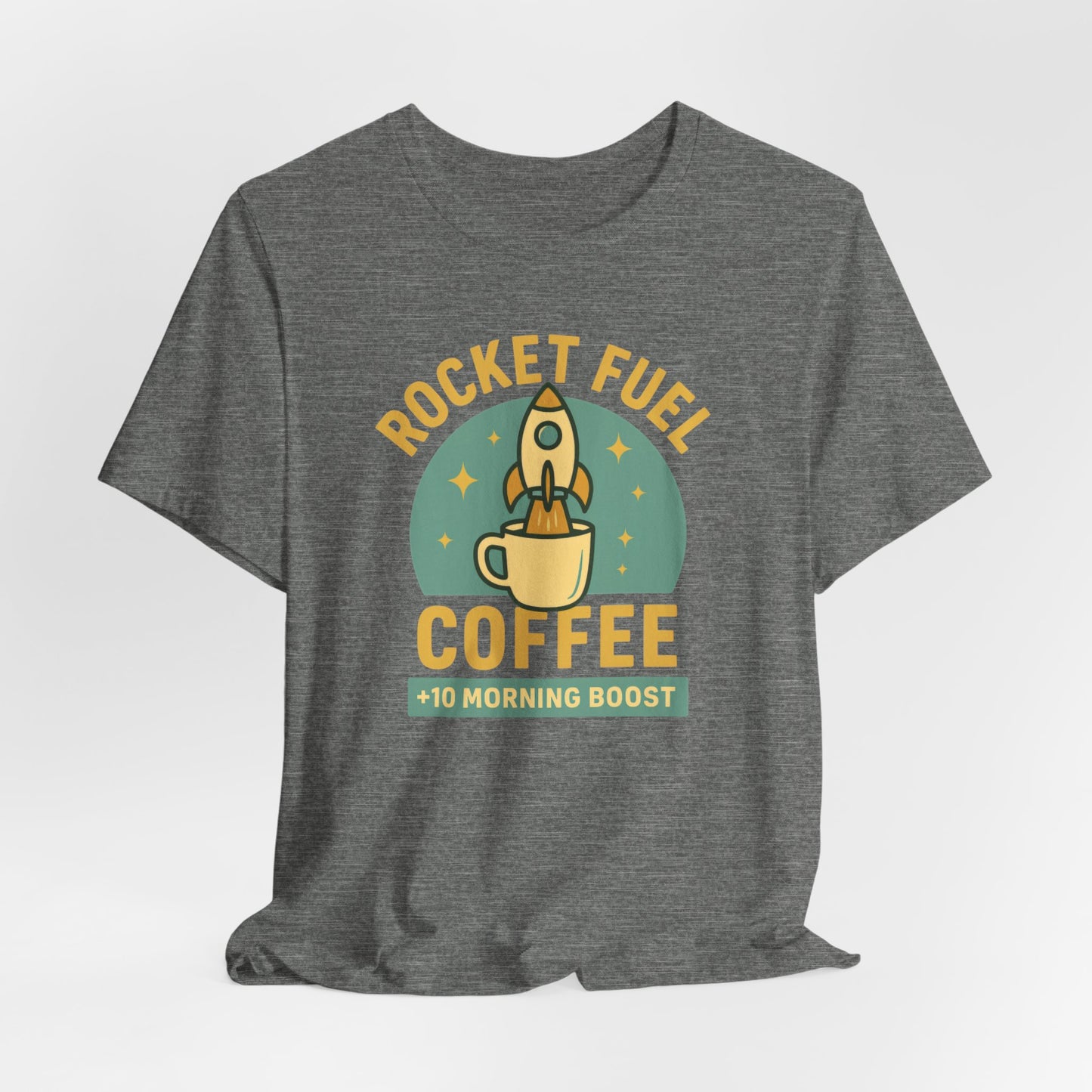 Coffee Lover's Unisex Tee, Rocket Fuel Coffee Shirt, Morning Boost Tee, Barista Gift, Casual Coffee Shirt