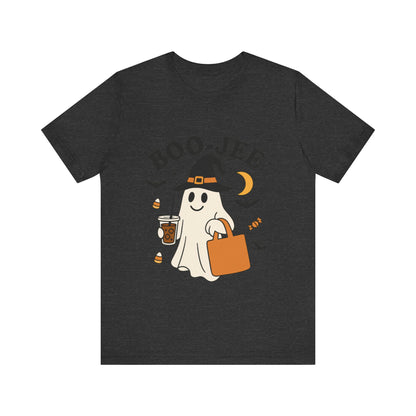 Boo-Jee Coffee Ghost Halloween T-Shirt – Funny Spooky Brew Tee for Coffee Lovers