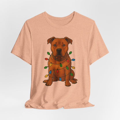 Festive Dog Lover Tee, Holiday T-Shirt, Pet Owner Gift, Christmas Apparel, Unisex Short Sleeve Shirt, Cute Dog Shirt