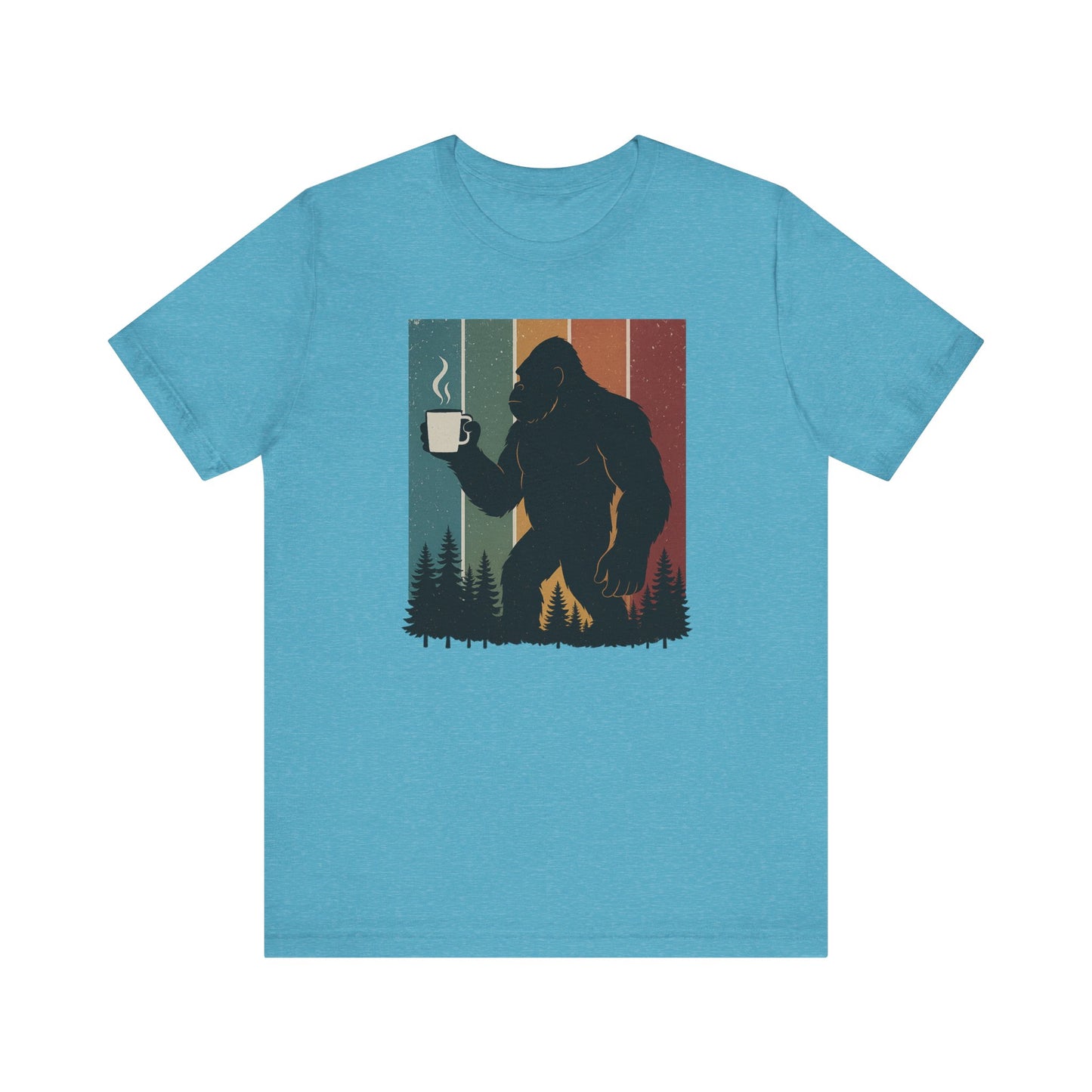 Bigfoot Coffee Lover Shirt – Retro Sasquatch Tee, Funny Outdoor & Nature Gift for Coffee Fans