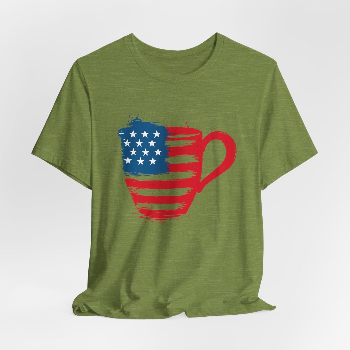 Patriotic Coffee Lover's Tee, Unisex Shirt, Independence Day Apparel, Gift for Barista, American Flag Tee, Casual Wear