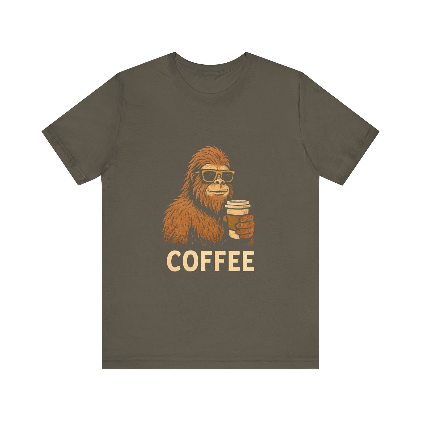 Bigfoot Drinking Coffee T-Shirt – Funny Sasquatch Coffee Tee for Coffee Lovers