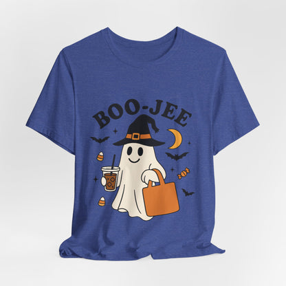 Boo-Jee Coffee Ghost Halloween T-Shirt – Funny Spooky Brew Tee for Coffee Lovers