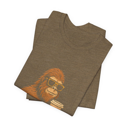 Bigfoot Drinking Coffee T-Shirt – Funny Sasquatch Coffee Tee for Coffee Lovers