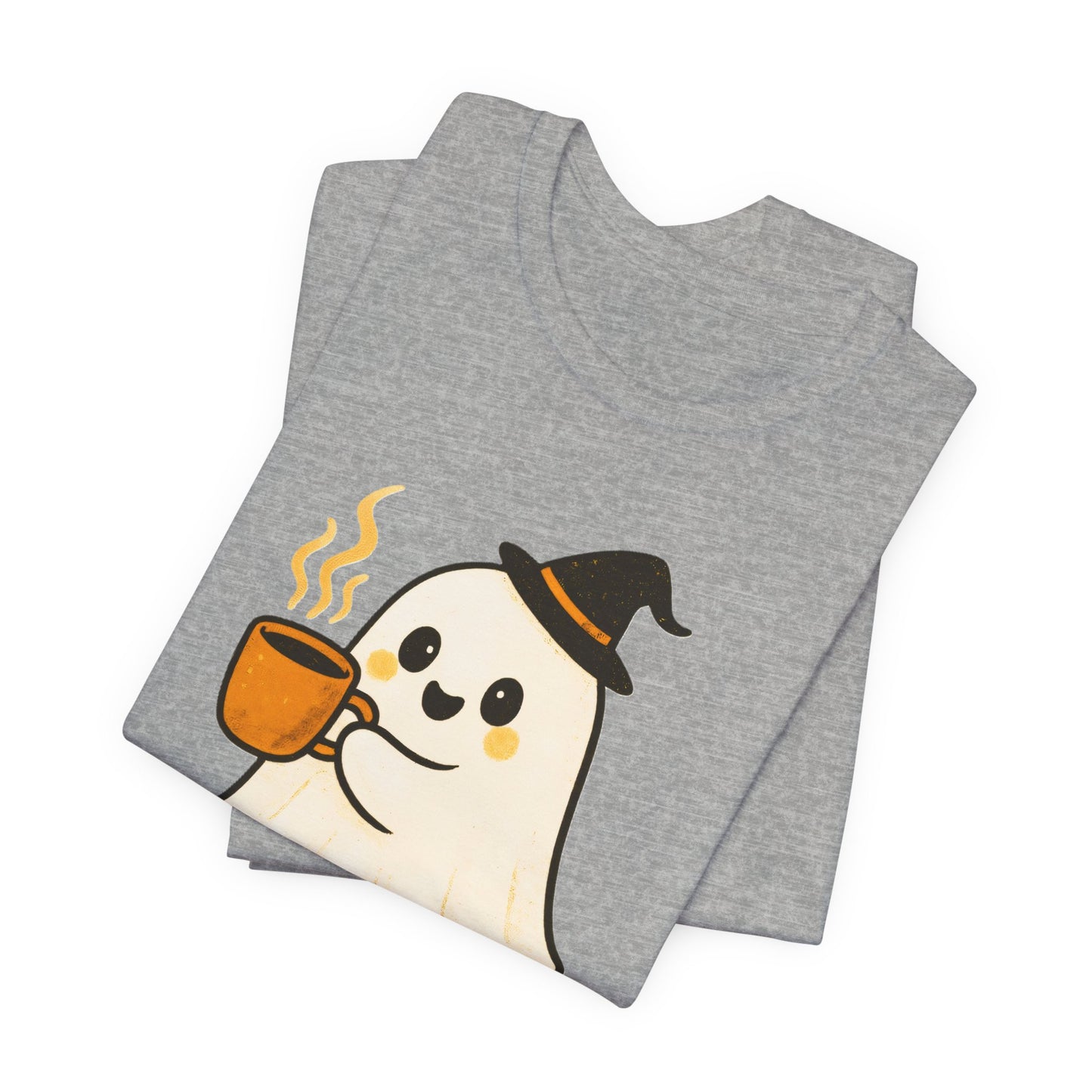 Cute Ghost Coffee Tee, Unisex Halloween Shirt, Funny Pumpkin Spice T-Shirt, Fall Fashion Top, Holiday Gift Idea