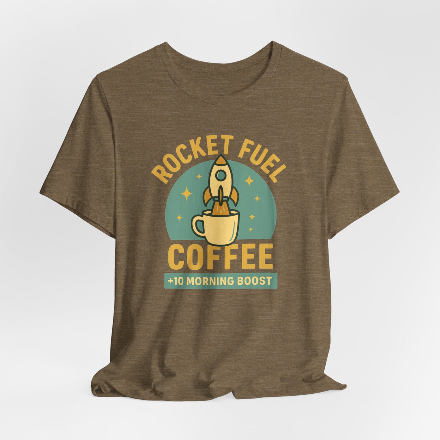 Coffee Lover's Unisex Tee, Rocket Fuel Coffee Shirt, Morning Boost Tee, Barista Gift, Casual Coffee Shirt
