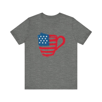 Patriotic Coffee Lover's Tee, Unisex Shirt, Independence Day Apparel, Gift for Barista, American Flag Tee, Casual Wear
