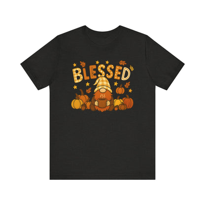 Fall Gnome Blessed Tee, Autumn T-Shirt, Thanksgiving Wear, Seasonal Shirt, Cozy Fall Apparel Gift