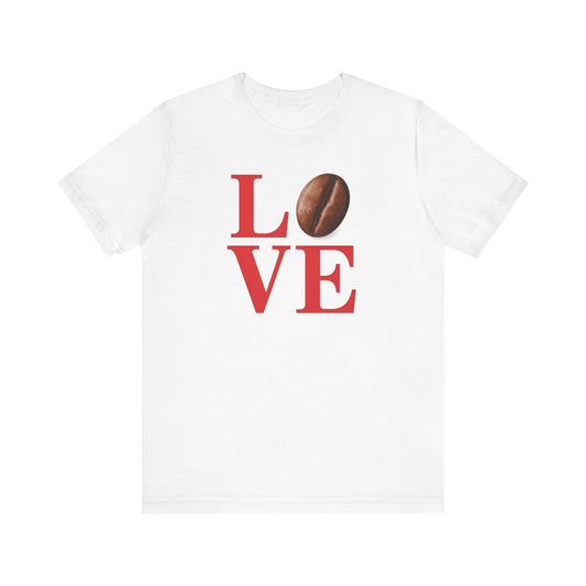 Pipeline Roast Co. LOVE Coffee Bean T-Shirt – Unisex Jersey Short Sleeve Tee for Coffee Lovers