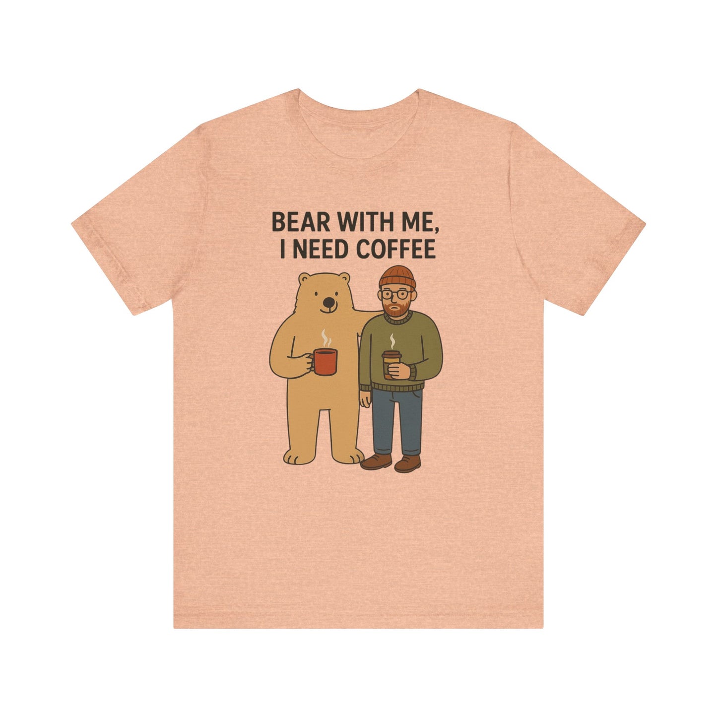 Coffee Lover Tee, Funny Bear Shirt, Unisex Graphic Tee, Gift for Him, Quirky Coffee Shirt, Casual Wear, Coffee Humor