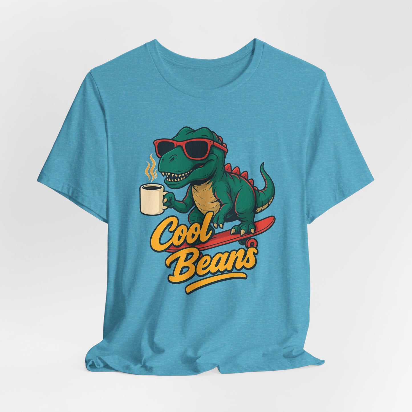 Cool Beans Dino Tee, Fun T-Shirt for Dinosaur Lovers, Casual Wear, Unique Gift Idea for Birthdays, Coffee Enthusiast Gift