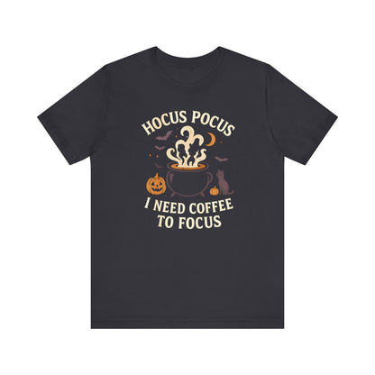 Hocus Pocus Coffee Tee, Cute Halloween Shirt for Coffee Lovers, Spooky T-Shirt, Fall Fashion, Gift for Witchy Friends