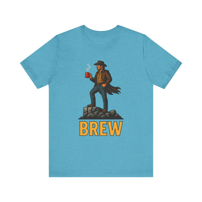 Brew Adventure Tee: Vintage Graphic Unisex Shirt, Coffee Lover Gift, Casual Wear, Hiking Apparel, Men's & Women's Fashion