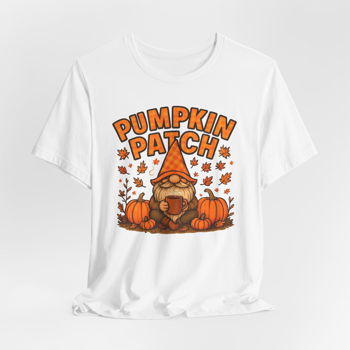 Fall Pumpkin Patch Tee, Cozy Autumn T-Shirt, Seasonal Gnome Shirt, Halloween Fun Apparel, Graphic Tee for Nature Lovers
