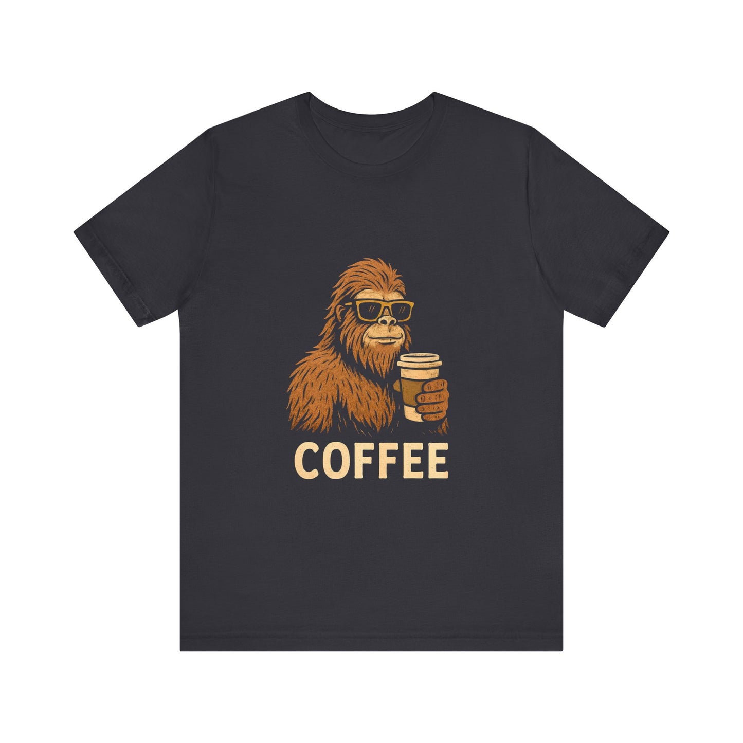 Bigfoot Drinking Coffee T-Shirt – Funny Sasquatch Coffee Tee for Coffee Lovers