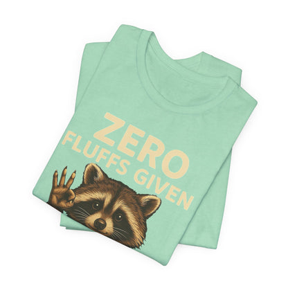Zero Fluffs Given Raccoon Coffee Tee – Funny Shirt for Caffeine Lovers