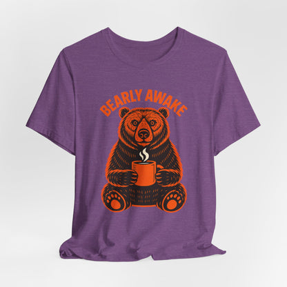 Coffee Lover Bear Tee, Cozy Casual T-Shirt, Perfect Gift for Coffee Enthusiasts, Daily Wear, Bearly Awake Design