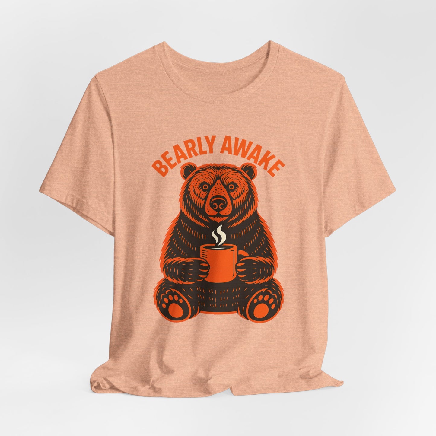 Coffee Lover Bear Tee, Cozy Casual T-Shirt, Perfect Gift for Coffee Enthusiasts, Daily Wear, Bearly Awake Design