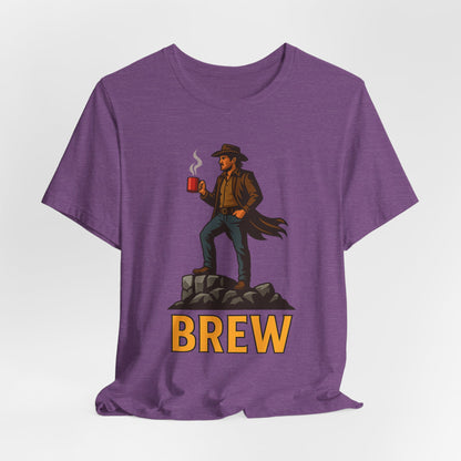 Brew Adventure Tee: Vintage Graphic Unisex Shirt, Coffee Lover Gift, Casual Wear, Hiking Apparel, Men's & Women's Fashion