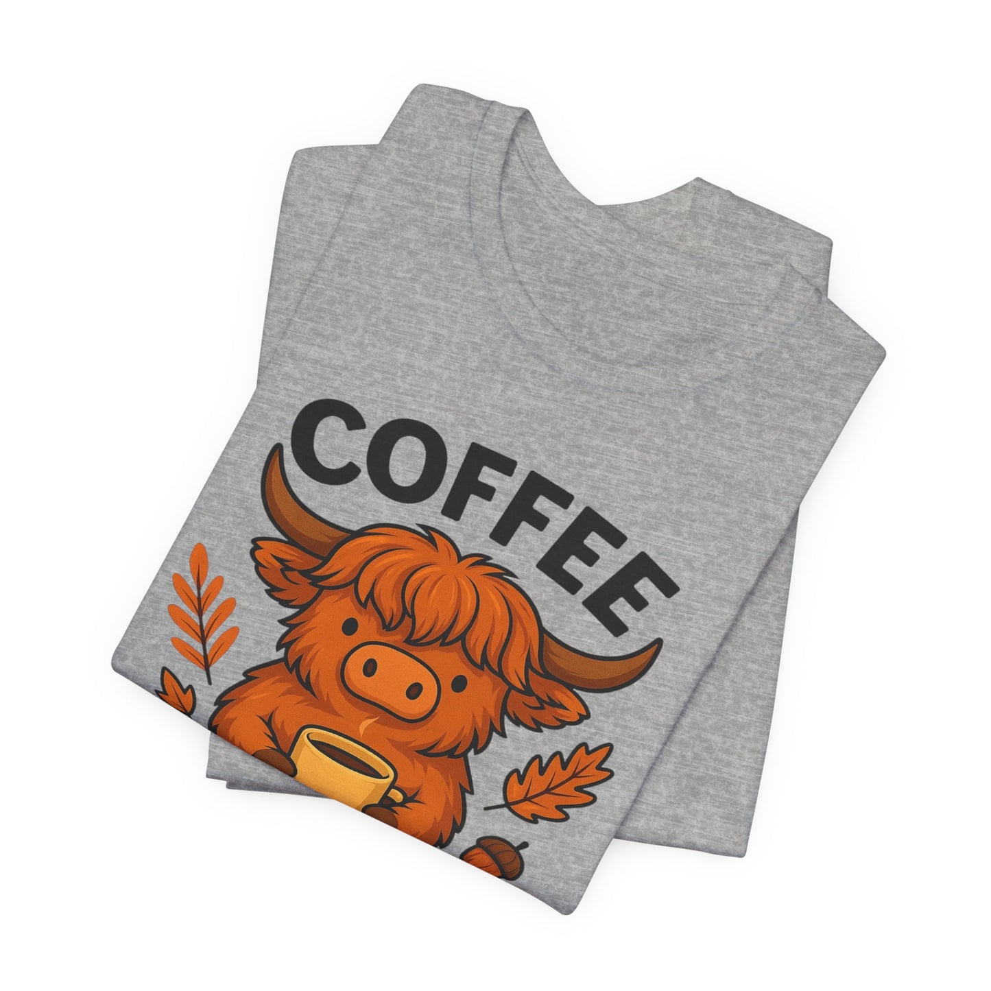 Coffee Lover’s Unisex Tee | Cute Cow Design | Perfect for Casual Gatherings, Birthdays, Coffee Lovers, Gifts