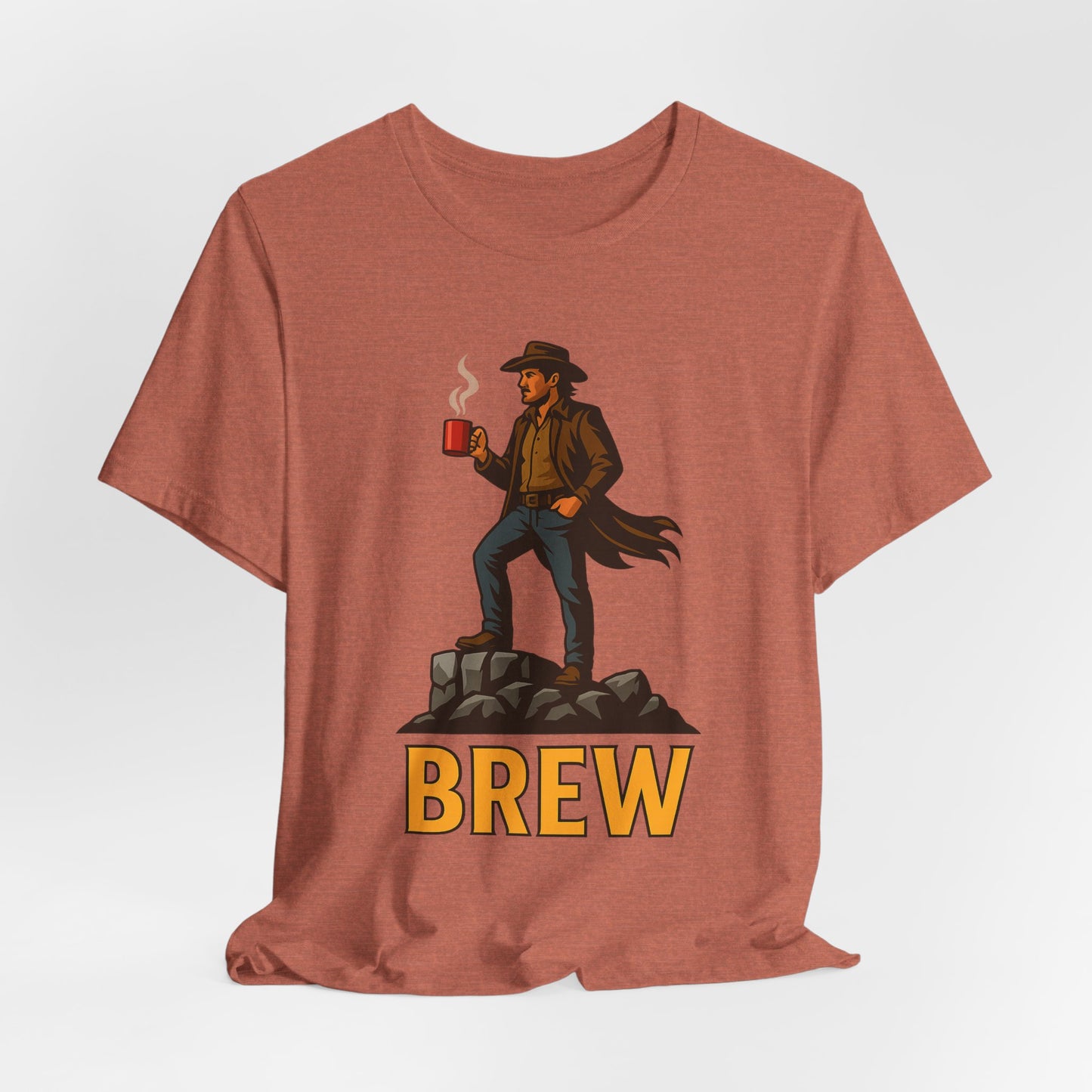 Brew Adventure Tee: Vintage Graphic Unisex Shirt, Coffee Lover Gift, Casual Wear, Hiking Apparel, Men's & Women's Fashion