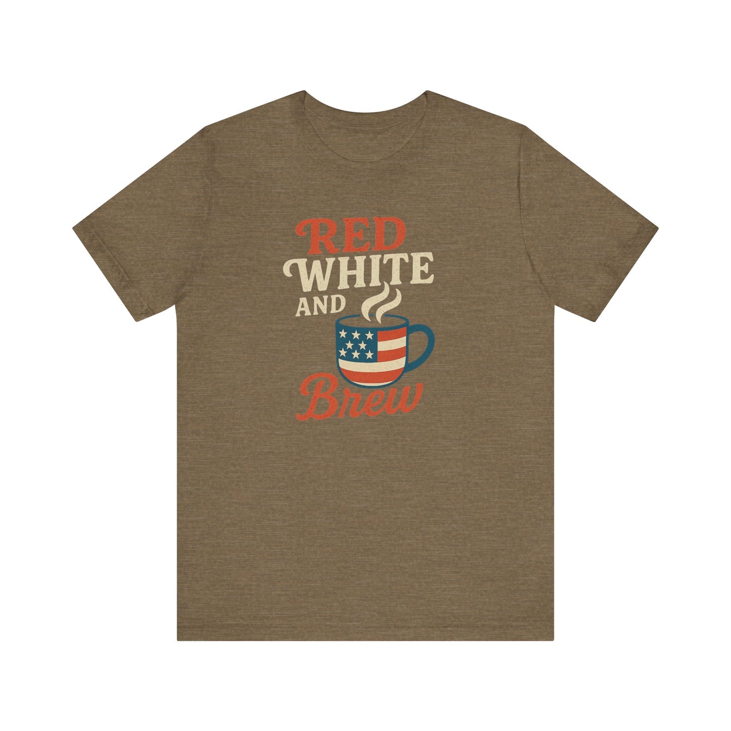 Patriotic Coffee Lover Tee, Red White and Brew Shirt, Unisex Casual T-Shirt, Gift for Coffee Enthusiasts, July 4th Celebration Tee