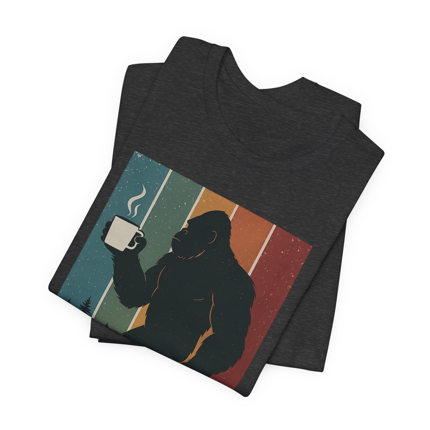 Bigfoot Coffee Lover Shirt – Retro Sasquatch Tee, Funny Outdoor & Nature Gift for Coffee Fans