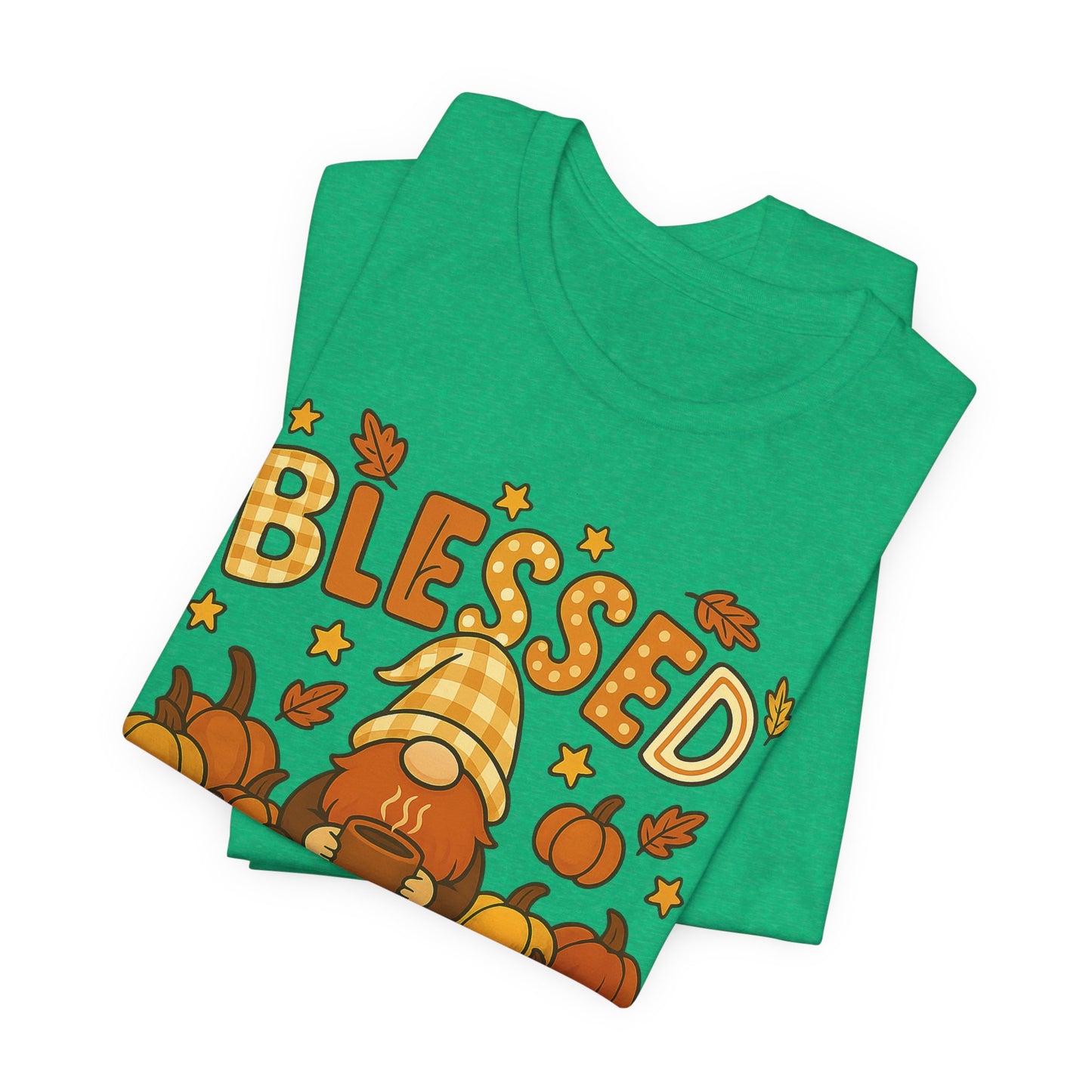Fall Gnome Blessed Tee, Autumn T-Shirt, Thanksgiving Wear, Seasonal Shirt, Cozy Fall Apparel Gift
