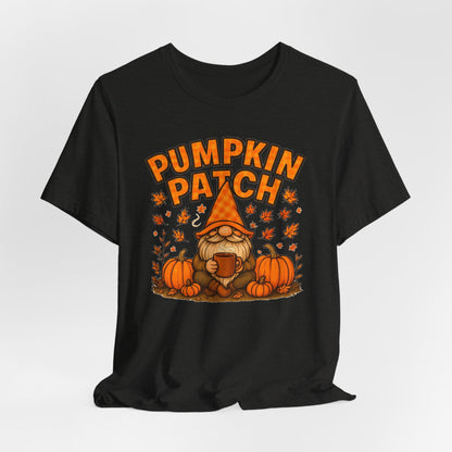 Fall Pumpkin Patch Tee, Cozy Autumn T-Shirt, Seasonal Gnome Shirt, Halloween Fun Apparel, Graphic Tee for Nature Lovers