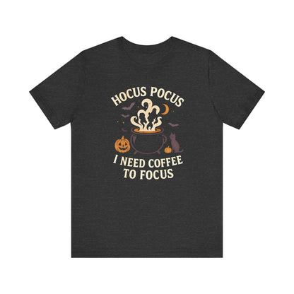 Hocus Pocus Coffee Tee, Cute Halloween Shirt for Coffee Lovers, Spooky T-Shirt, Fall Fashion, Gift for Witchy Friends